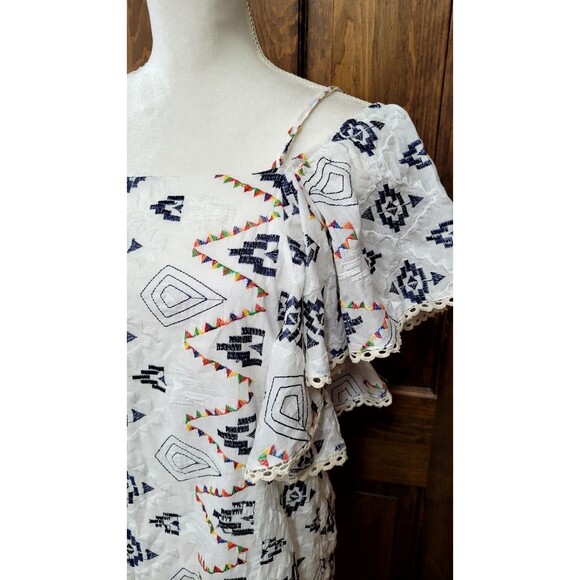 Hayden Los Angeles Women’s Dress White Boho Floral Rainbow Embroidered Small - Picture 2 of 9